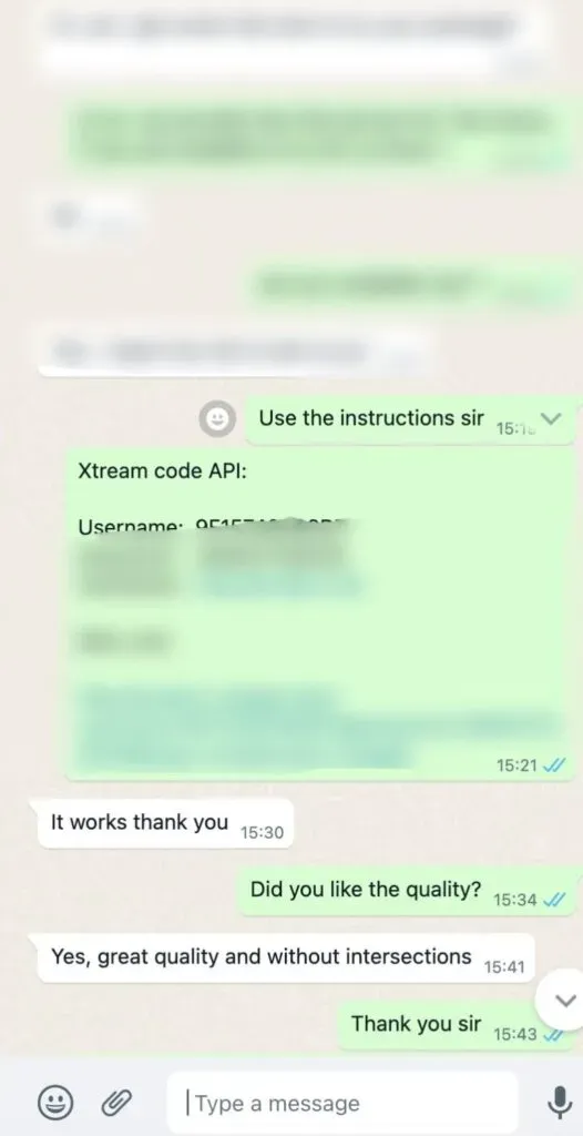 WhatsApp chat with an IPTV SMART customer confirming the service works (6/7)